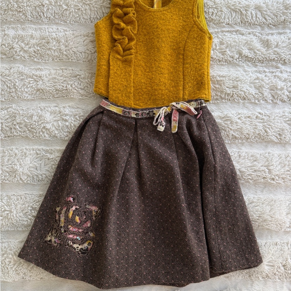 Girls' Mustard Ruffle Tank Top - Picture 7 of 7